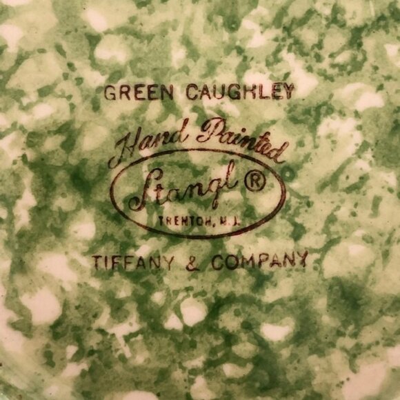 TIFFANY & CO STANGL Spongeware Hand Painted Green Caughley Plate Green … - Picture 10 of 14